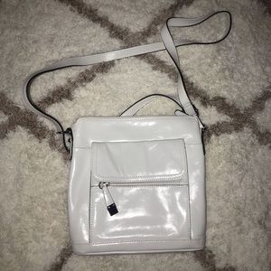 Shiny White Leather Gianni Bernini Crossbody Purse